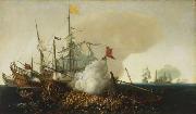 Cornelis Hendriksz Vroom Spanish Men-of-War Engaging Barbary Corsairs Sweden oil painting artist